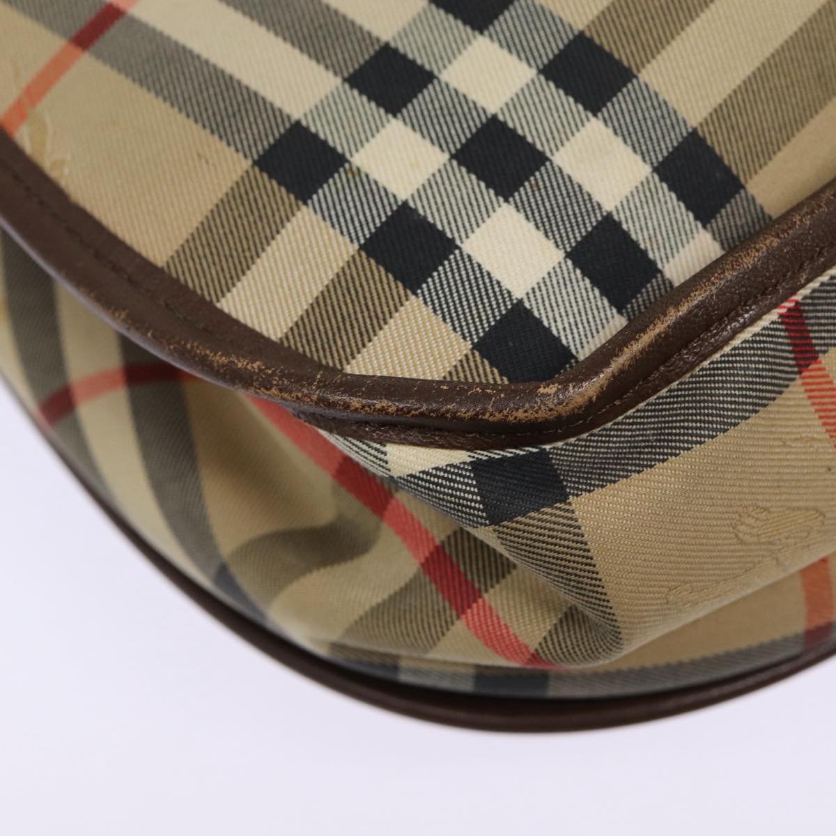 BURBERRYSs Nova Check Shoulder Bag Canvas Leather Beige Brown Auth MR423