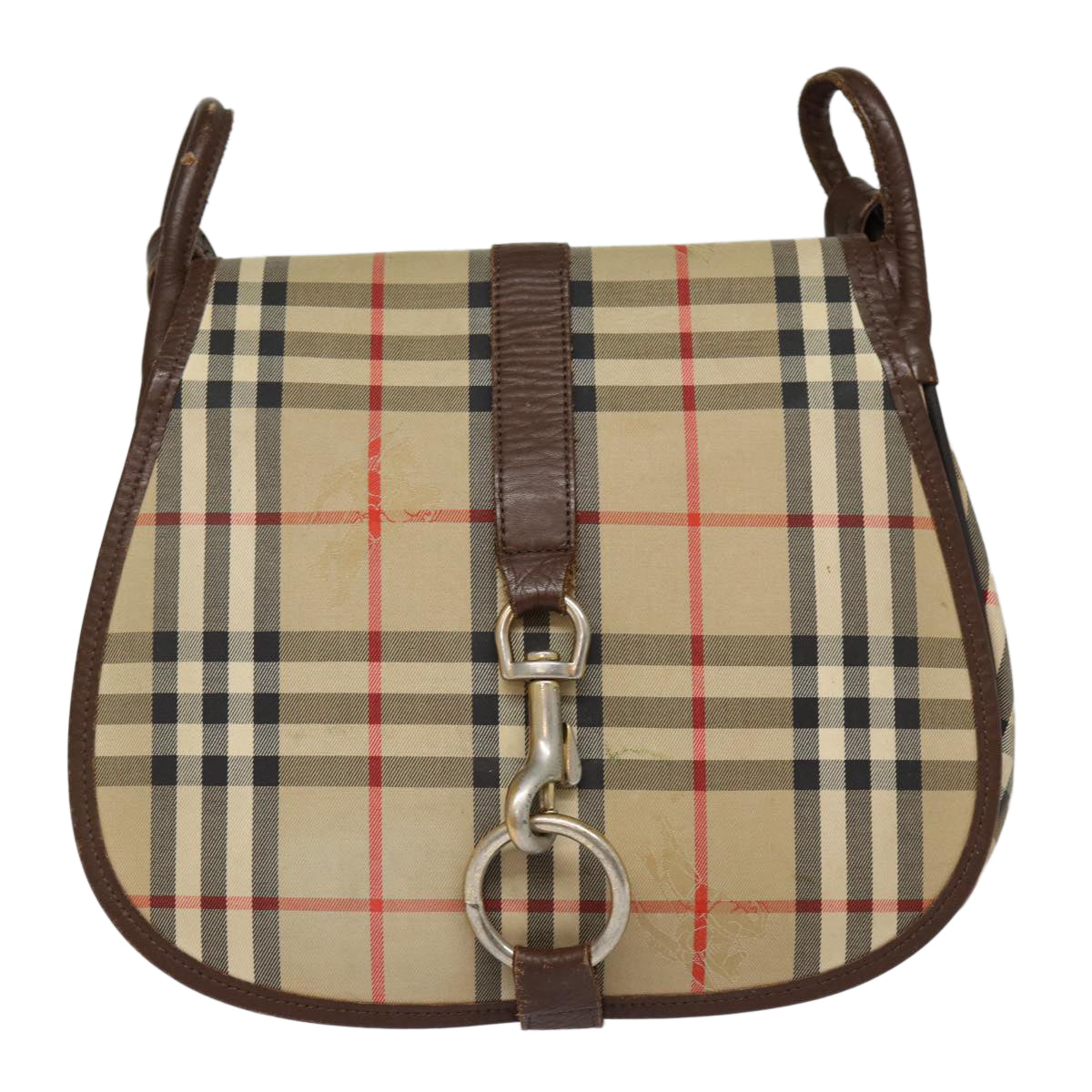 BURBERRYSs Nova Check Shoulder Bag Canvas Leather Beige Brown Auth MR423