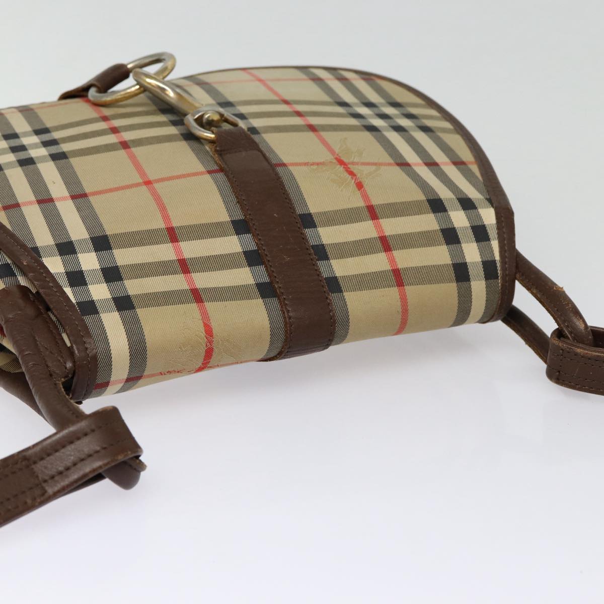 BURBERRYSs Nova Check Shoulder Bag Canvas Leather Beige Brown Auth MR423