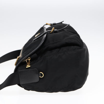 PRADA Shoulder Bag Nylon Black Gold Auth mr431