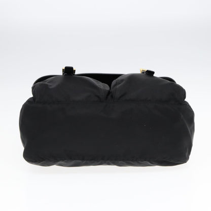 PRADA Shoulder Bag Nylon Black Gold Auth mr431