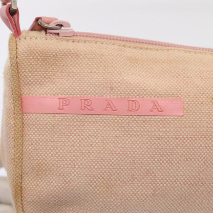 PRADA Sports Accessory Pouch Canvas Pink Silver Auth mr441