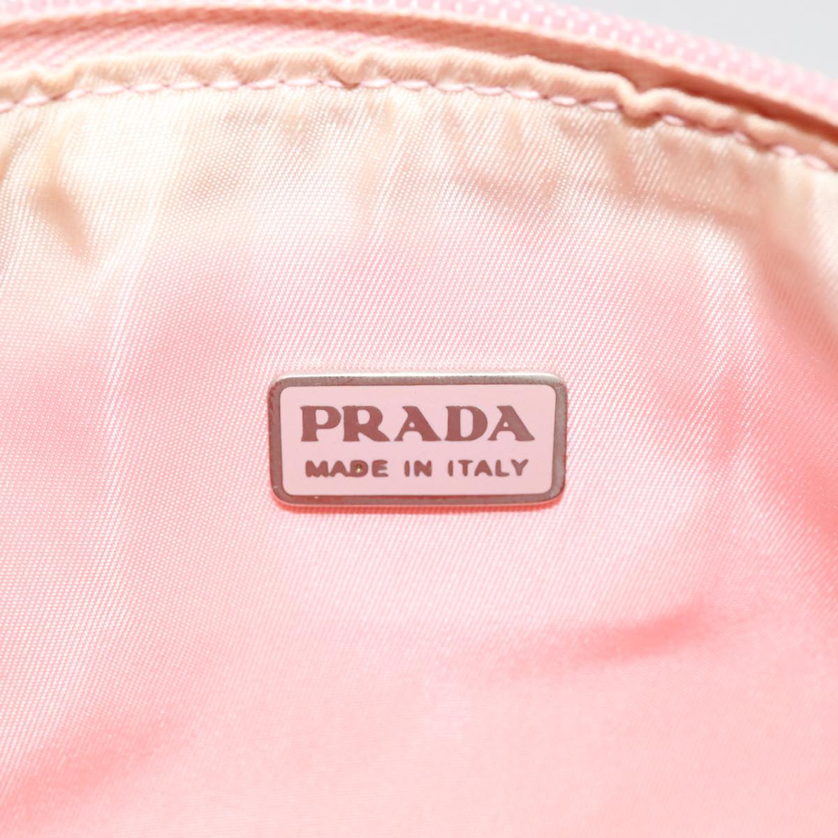 PRADA Sports Accessory Pouch Canvas Pink Silver Auth mr441