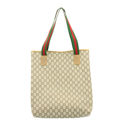 GUCCI Web Sherry Line GG Canvas Tote Bag Beige Red Green  ms041