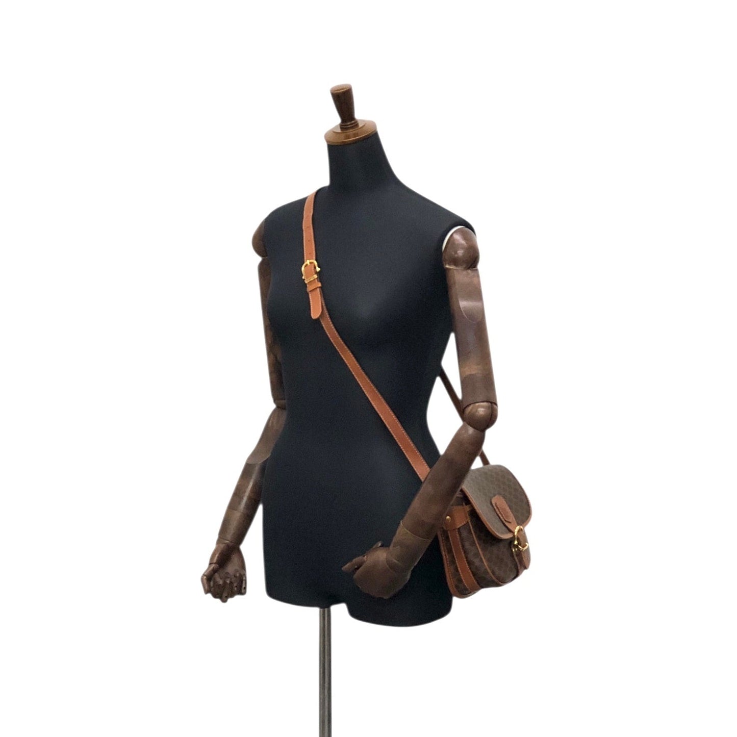 CELINE  Front Buckle Shoulder bag Brown Vintage v3jfnr