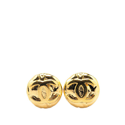Chanel Gold Plated Coco Mark Vintage Earrings 97P