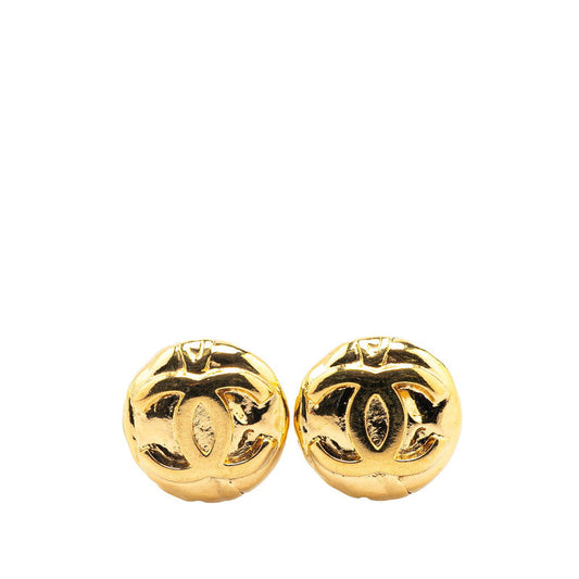 Chanel Gold Plated Coco Mark Vintage Earrings 97P