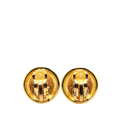 Chanel Gold Plated Coco Mark Vintage Earrings 97P