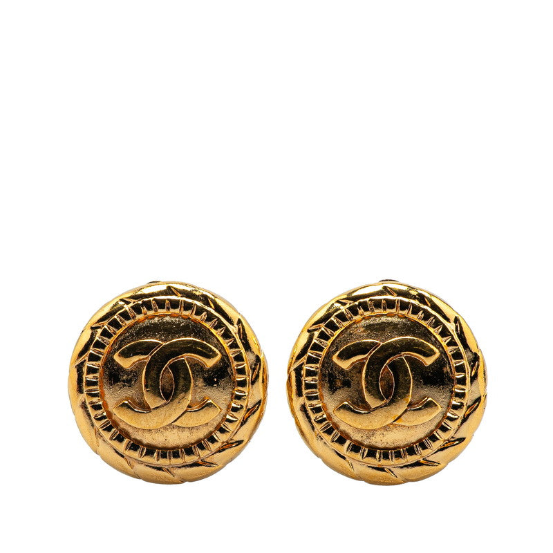 Chanel Gold Plated Coco Mark Round Earrings