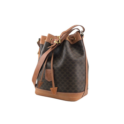 CELINE  Drawstring Shoulder bag Brown Vintage y4ma84