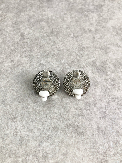 CELINE Circle Logo Earrings Silver Vintage greuz7