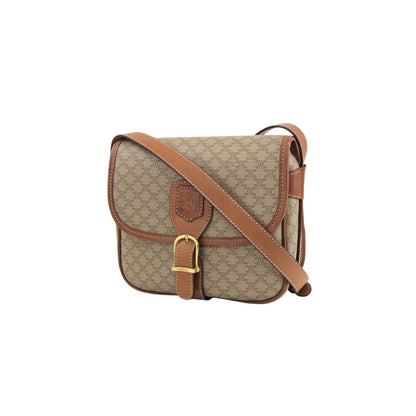 CELINE Macadam Front Buckle  Shoulder bag Beige Vintage nnbcwv