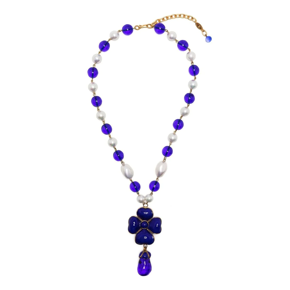 Gripoix Camellia Pendant Necklace
