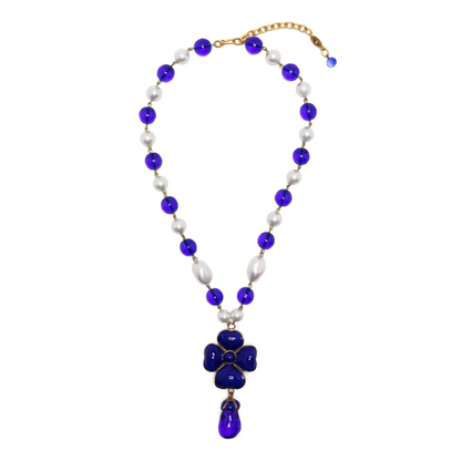 Gripoix Camellia Pendant Necklace