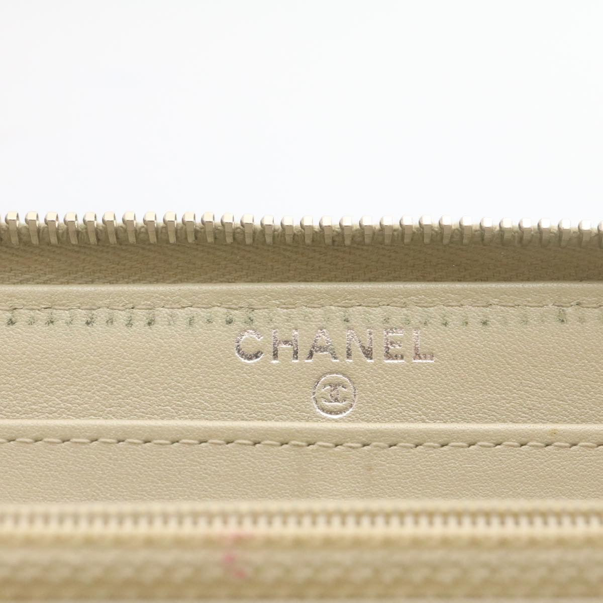 CHANEL Matelasse Long Wallet Enamel Gray CC Auth 34534