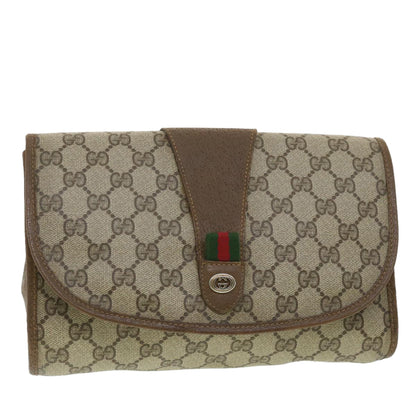 GUCCI GG Canvas Web Sherry Line Clutch Bag Beige Green Red 89.01.030  ny214