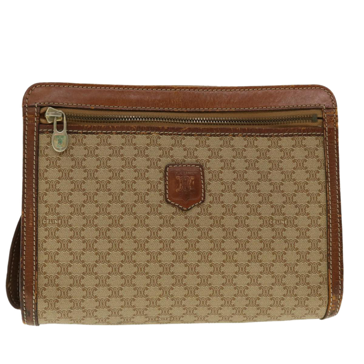 Celine Macadam Canvas Clutch Bag Beige  ny235