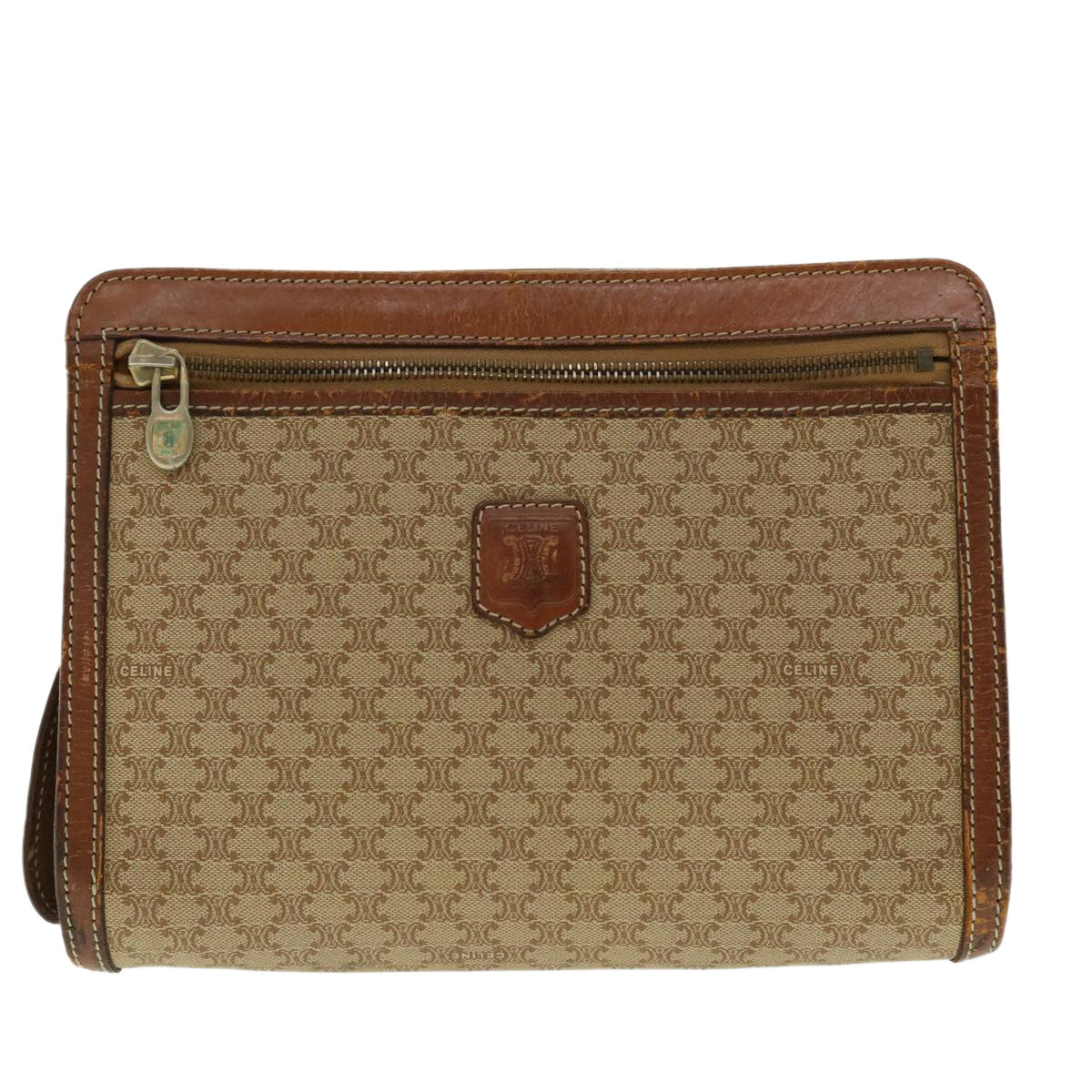 Celine Macadam Canvas Clutch Bag Beige  ny235