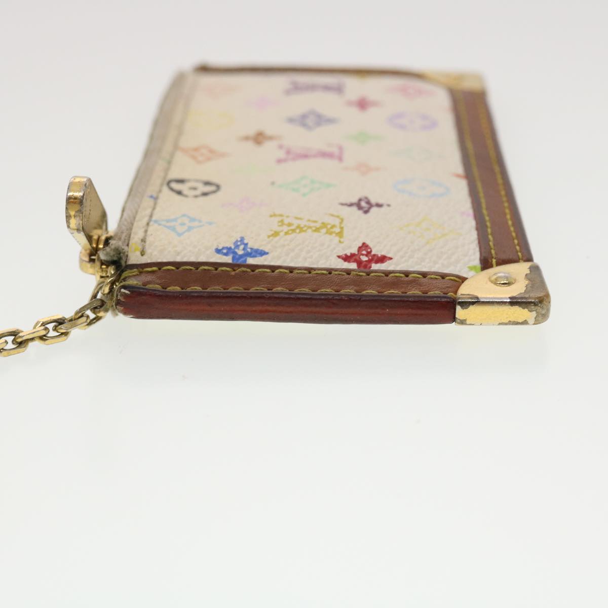 LOUIS VUITTON Multicolor Pochette Cles Coin Purse White M92655 LV ny239