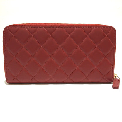 CHANEL Long Wallet Purse ‚`80979 lambskin Red Matrasse With logo Women