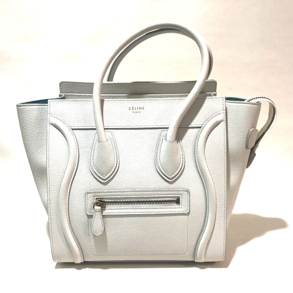 CELINE Handbag 167793 leather Off White x Sky Blue Tote Bag Micro shopper Women Used