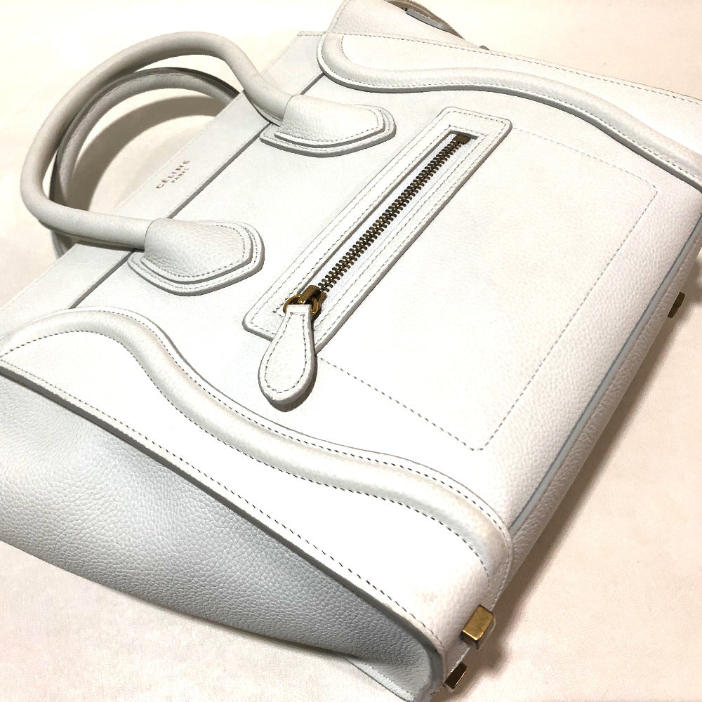 CELINE Handbag 167793 leather Off White x Sky Blue Tote Bag Micro shopper Women Used