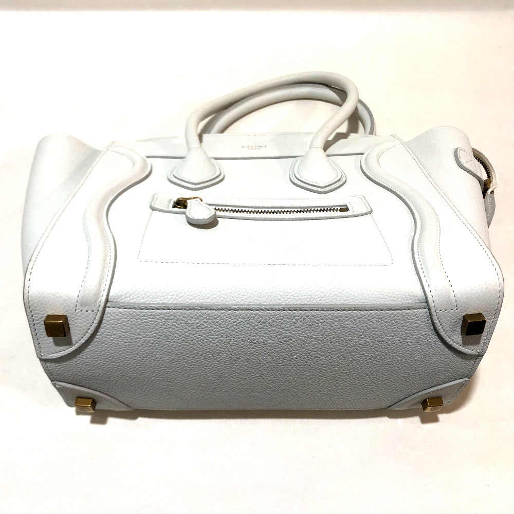 CELINE Handbag 167793 leather Off White x Sky Blue Tote Bag Micro shopper Women Used