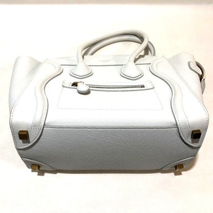 CELINE Handbag 167793 leather Off White x Sky Blue Tote Bag Micro shopper Women Used