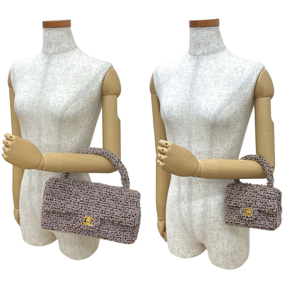 Chanel Coco Leather Tweed Handbag