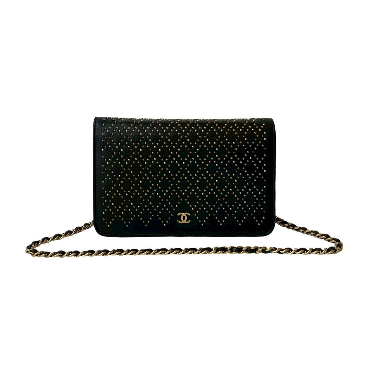 Chanel Grid Chain Wallet Leather 2way Wallet