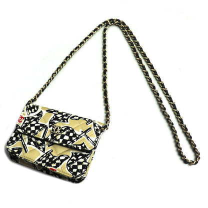 Chanel Checker Flag Canvas Leather Shoulder Bag