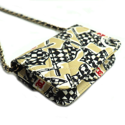 Chanel Checker Flag Canvas Leather Shoulder Bag