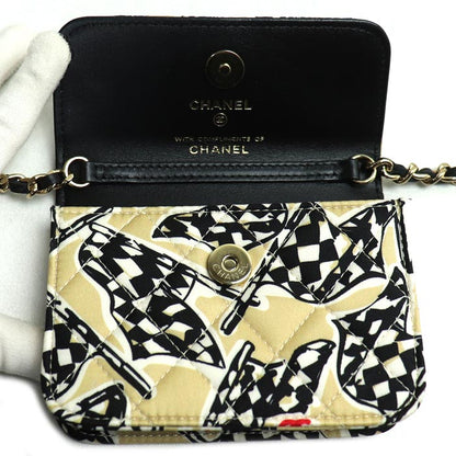 Chanel Checker Flag Canvas Leather Shoulder Bag