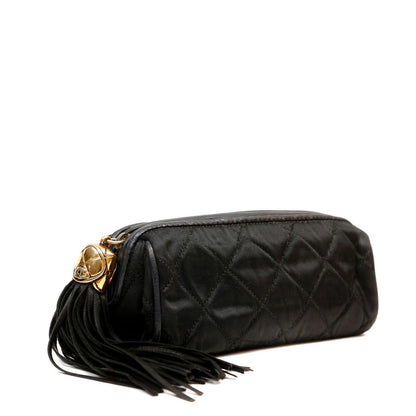 Chanel Black Satin Tassel Pouch