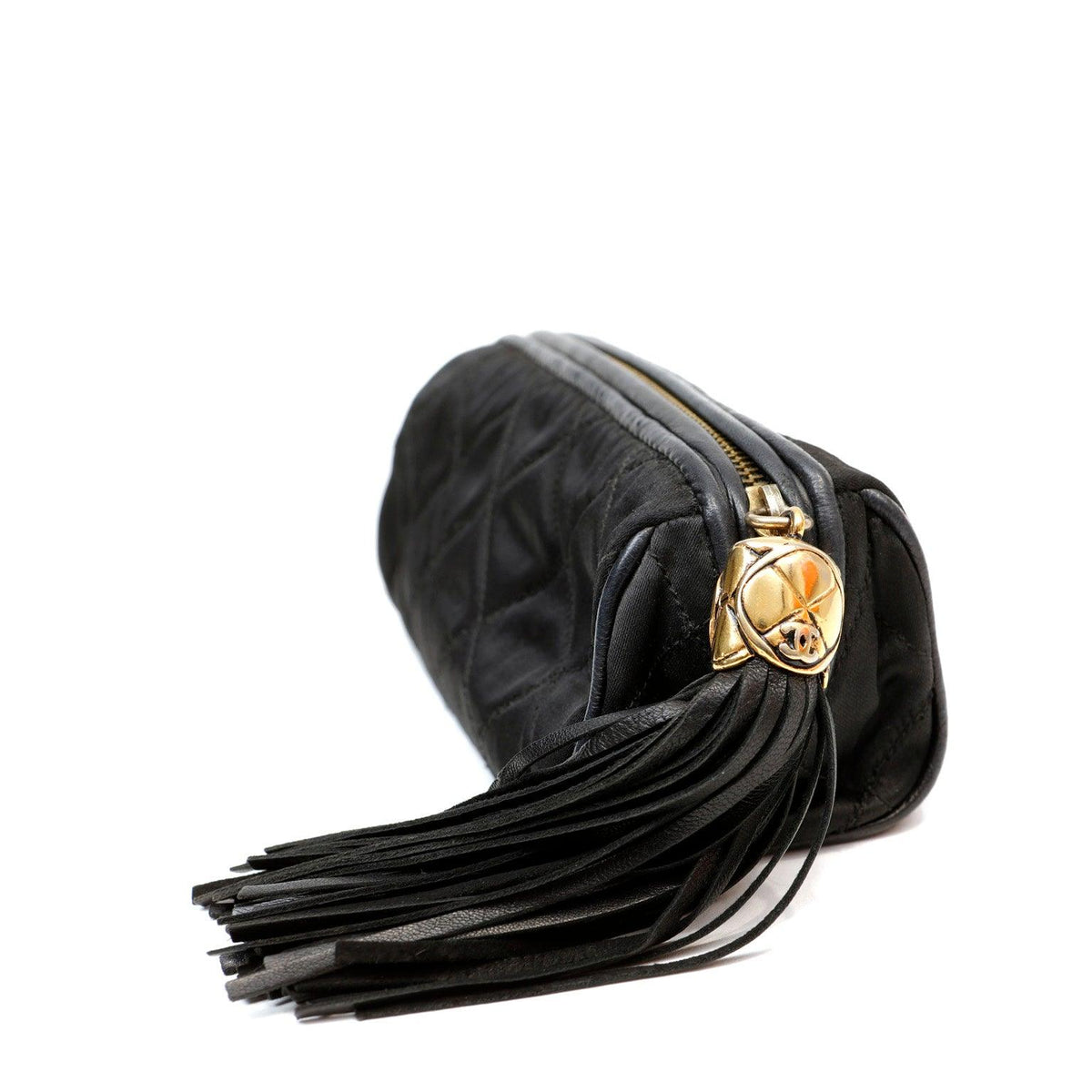 Chanel Black Satin Tassel Pouch