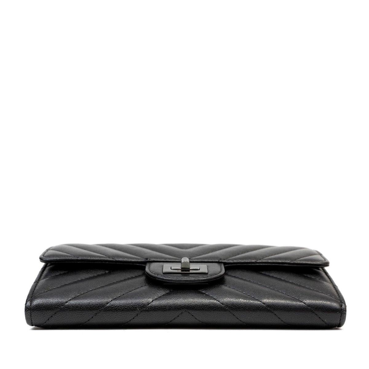 Chanel So Black Lambskin Chevron WOC