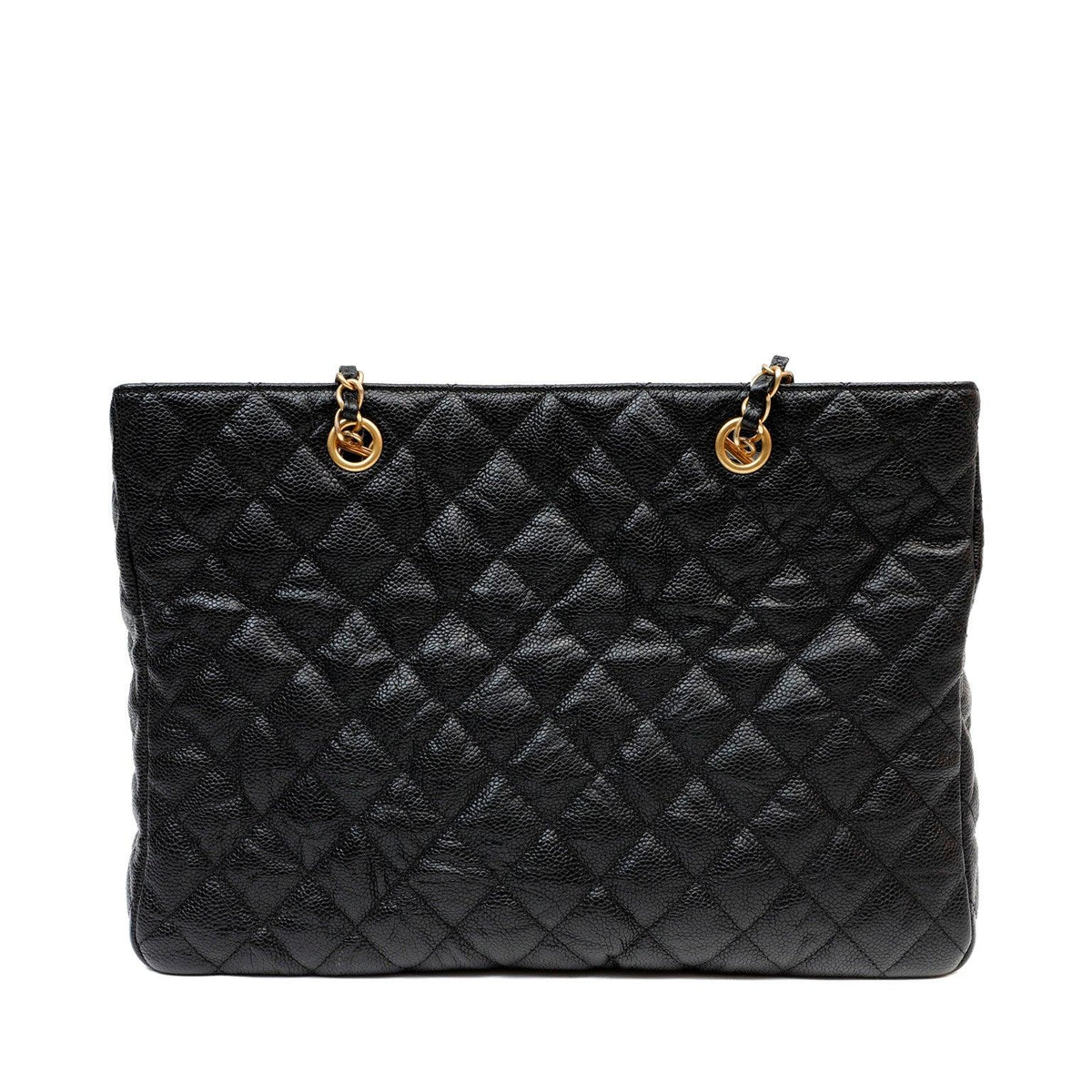 Chanel Black Caviar Quilted Tote w/ Gold CC Hardware