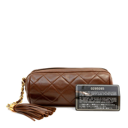 Chanel Vintage Quilted Brown Lambskin Travel Pouch