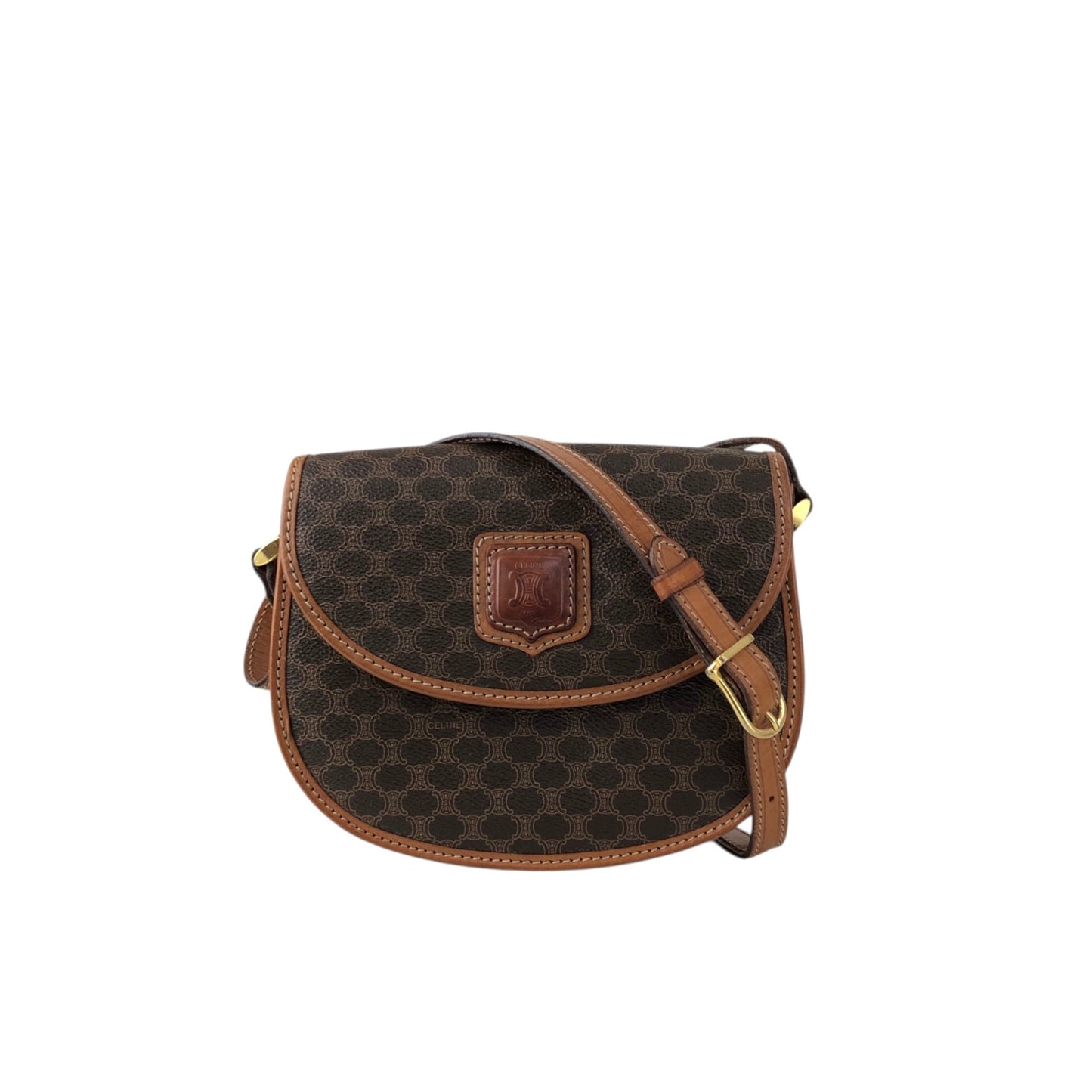 CELINE  Round Shoulder bag Brown Vintage nugdn8