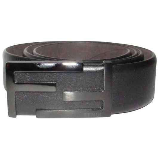 Fendi Black With Black Ff Buckle Leather And Belt