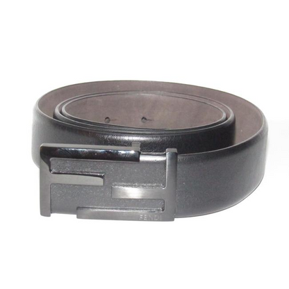 Fendi Black With Black Ff Buckle Leather And Belt
