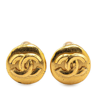 Chanel Gold Plated Coco Mark Vintage Earrings 96P