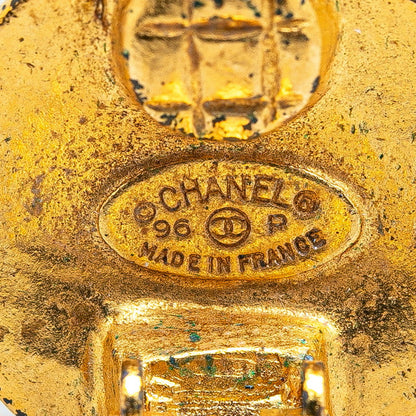 Chanel Gold Plated Coco Mark Vintage Earrings 96P