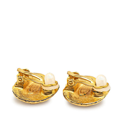 Chanel Gold Plated Coco Mark Vintage Earrings 96P
