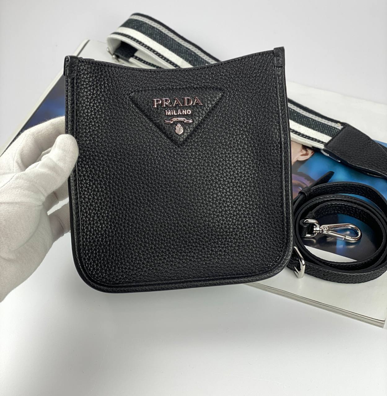 Prada Leather mini shoulder Bag black