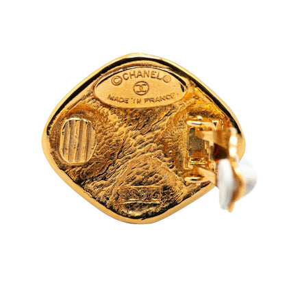 Chanel Gold Plated Matelassé Rhombus Earrings