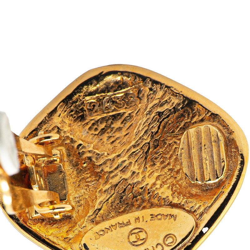 Chanel Gold Plated Matelassé Rhombus Earrings