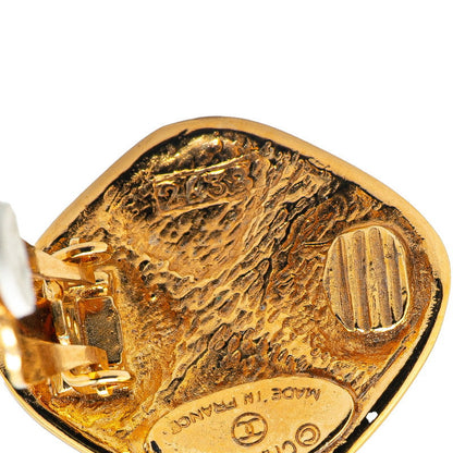 Chanel Gold Plated Matelassé Rhombus Earrings