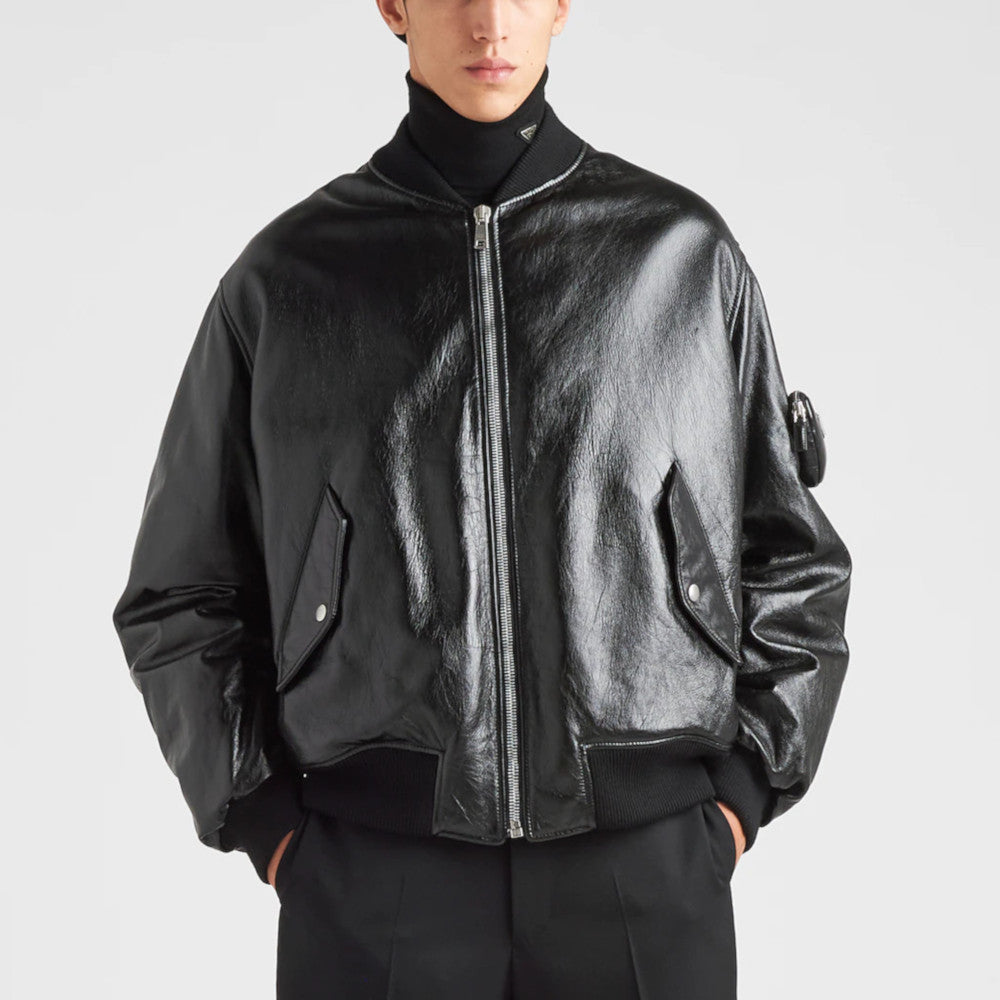 Nappa leather bomber jacket