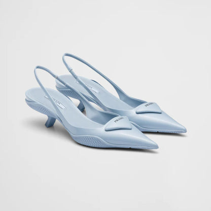 Brushed leather slingback pumps